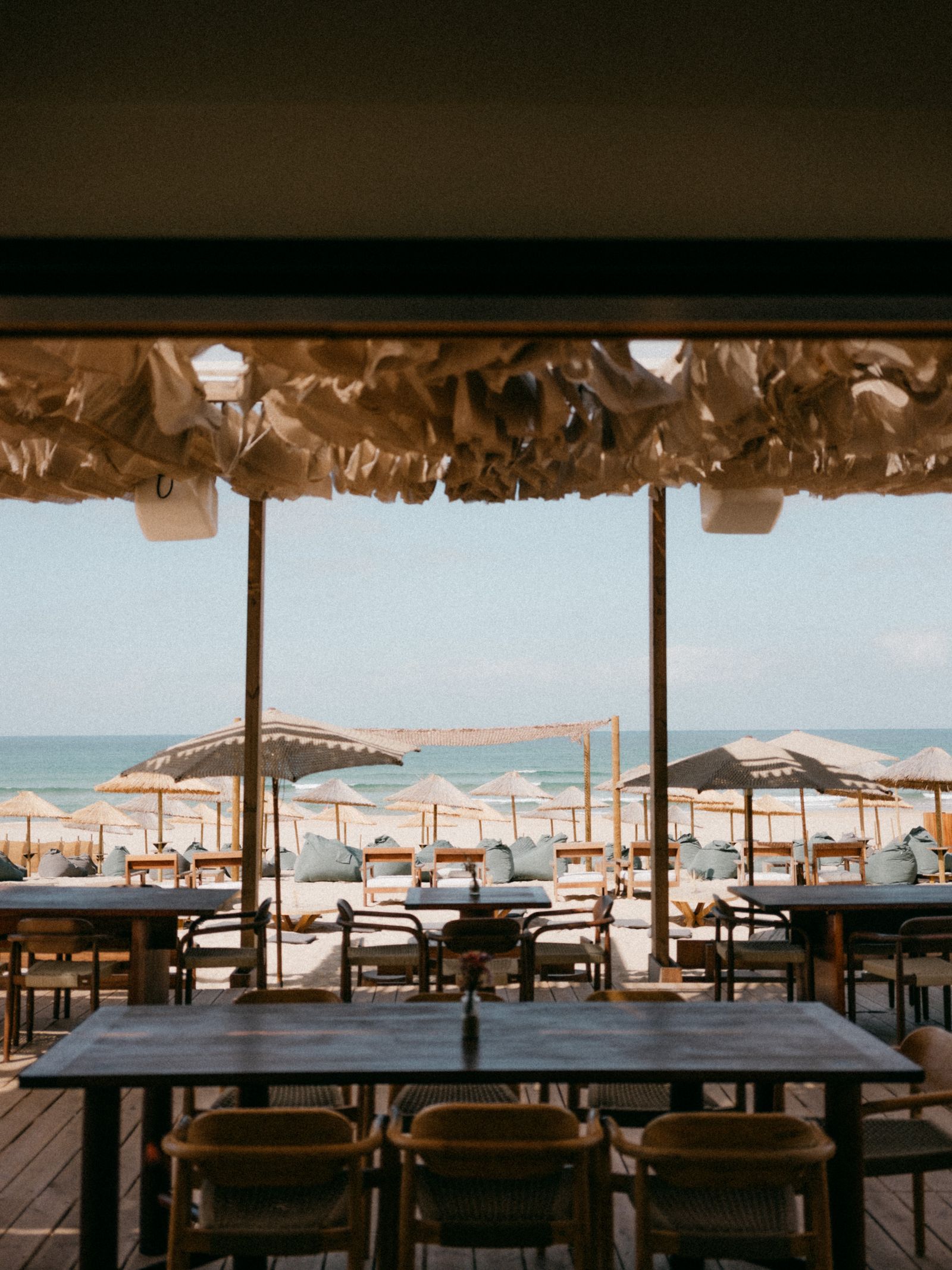 The beach club terrace over the Atlantic